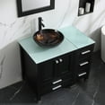 thumbnail image 6 of Walsport 36" Luxurious Wood Bathroom Vanity Cabinet Round Tempered Glass Vessel Sink Bowl ORB Faucet Drain Combo Design with Mirror Modern Vanities Set,Black, 6 of 9