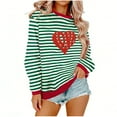 thumbnail image 2 of ICHUANYI Womens Striped Heart Print Oversized Sweatshirt Color Block Crew Neck Long Sleeve Casual Loose Pullover Top Sweatshirts, 2 of 6