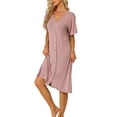 thumbnail image 2 of NOMADIC NOOK Womens 2 Packs Short Sleeve Nightshirt Button Up Midi Nightgown, 2 of 5