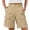 Khaki, variant on CYRBOKO Women's Cargo Shorts with Pockets, Relaxed Fit Casual Knee Length Elastic Waist Summer Bermuda Shorts Coffee Size 2XL