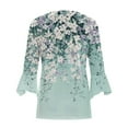 thumbnail image 3 of Cilsoka Blouses for Women Dressy Casual Short Sleeve, 3/4 Sleeve Womens Tops Bohemia Flower Summer Button Down Shirts Lightweight Cardigans Bell Sleeve T Shirts for Women, 3 of 4
