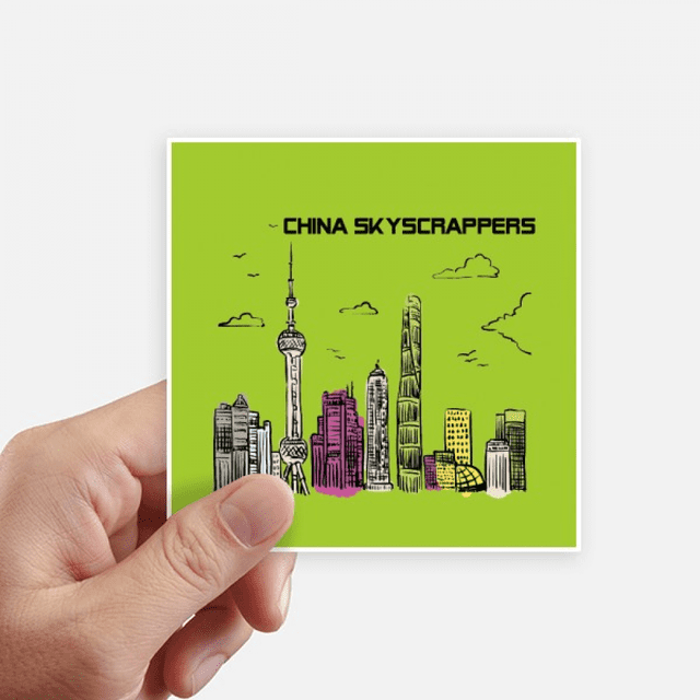 China famoso edificio rascacielos Adhesivo Cuadrado Impermeable Adhesivo Papel Tapiz Calcomanía Coche