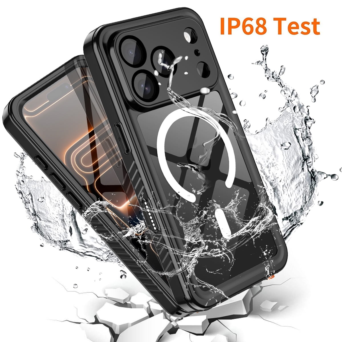 Casetego for iPhone 17 Pro Max Waterproof Case,Compatible with Mag-safe,with Built-in Screen Protector Full-Body Snowproof,Dustproof and Shockproof Protective Magnetic Phone Case,Black