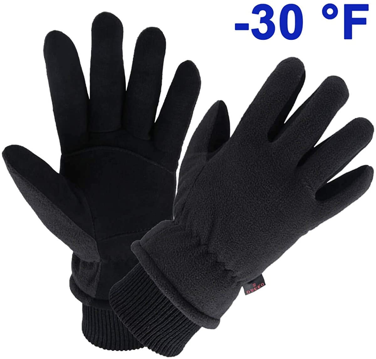 Insulated Gloves Leather Winter Glove Thermal Polar Fleece for Driving Cycling Snow Skiing Hands