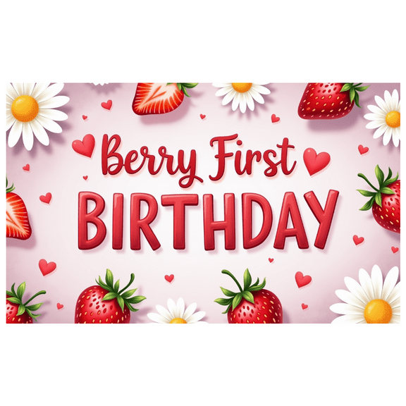 Colorful Theme Berry First Birthday Banner Decorative Design for Kids Party Summer Celebration Indoor Decoration