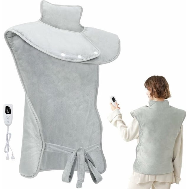 Heated neck and back heating pad - heated blanket, 6 adjustable temperatures/timer/machine washable - 61x94 cm