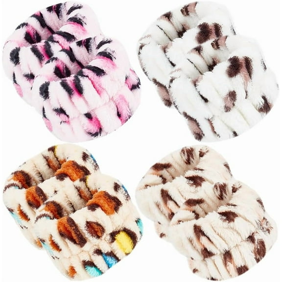 4 Pairs 4 Colors Coral Velvet Elastic Wristbands Speckle Facial Washing Wristbands Absorbent Wristbands for Makeup Shower Sport Cleansing Skin Care Wrist Straps Cuffs Protect 7x2in DIY
