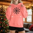 thumbnail image 2 of SwiftWear Women's Snowflake Print Oversized Hoodie Winter Christmas Themed Casual Pullover Hooded Sweatshirt with Front Pocket, Soft Lounge Wear for Holiday Season Pink, 2 of 5