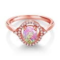 thumbnail image 2 of Gem Stone King 0.97 Ct Oval Cabochon Pink Simulated Opal 18K Rose Gold Plated Silver Ring (Size 7), 2 of 4