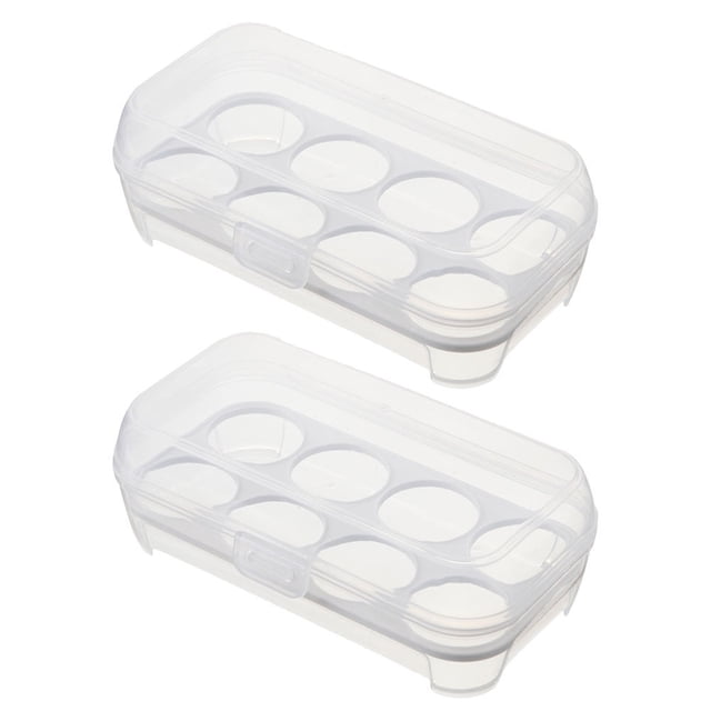 2 bandejas para huevos de refrigerador, 8 rejillas, contenedor de almacenamiento para huevos, plato para huevos
