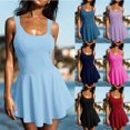 thumbnail image 7 of Feimerou Women One Piece Swim Dress Swimsuit Tummy Control Modest Swim Skirt High Waisted Solid Scoop Neck Bathing Suit Swimwear, 7 of 7