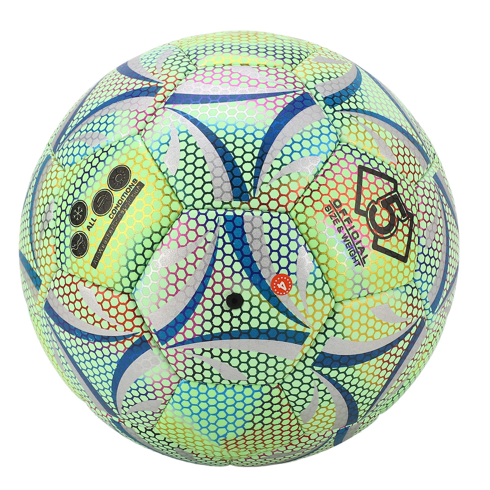 Rupoun Glowing Soccer Ball Size 5 Luminous PU Leather Light Up Football Reflective Wearproof Training Gear for Night Games Glow in the Dark Kids Adults Match Equipment