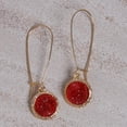 thumbnail image 3 of Humble Chic Red Druzy Threaders - Boho Glitter Long Drop Earrings for Women, 3 of 9