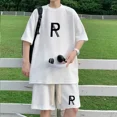 thumbnail image 3 of Conjunto de verano para hombre, camiseta con estampado de gofres, pantalones cortos, traje, diseño de marca elegante, pantalones deportivos de moda, conjunto de 2 piezas, 3 of 5