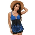thumbnail image 4 of GEWSEY Women Tankini Top Only Flowy Swim Tops V Neck Bathing Suit Top Blue, XXL, 4 of 9