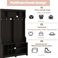 thumbnail image 5 of Wood Entryway Coat Hanger Hall Tree with 5 Hooks 3-in-1 Entryway Coat Rack with 2 Drawers&Shoe Bench Industrial Retro Coat Rack for  Entrance Hallway （59"W x 15.7"D x 80.3"H）, 5 of 6