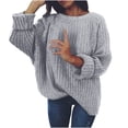 thumbnail image 1 of asdoklhq Womens Plus Size Tops Clearance,Women's Turtleneck O-Neck Knitted Jumper Sweater Long Sleeve Elegant Casual Tops, 1 of 5