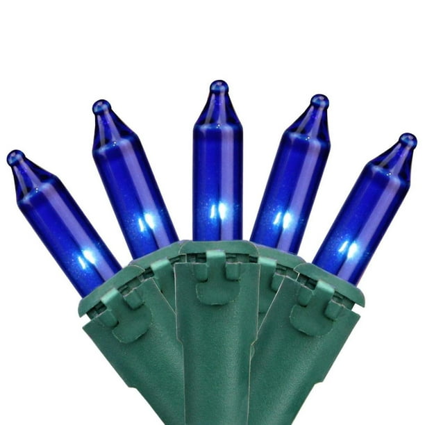 Mini Lumières de Noël Bleues à 50 Chiffres, Fil Vert de 24,6 Pieds