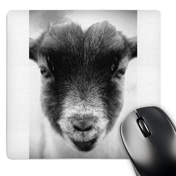 3dRose, A black and white macro photograph of an adorable baby goat portrait., MousePad