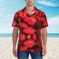 thumbnail image 4 of Lsque Strawberry Red pattern Hawaiian Shirt for Men, Unisex Summer Beach Casual Short Sleeve Button Down Shirts-Small, 4 of 9