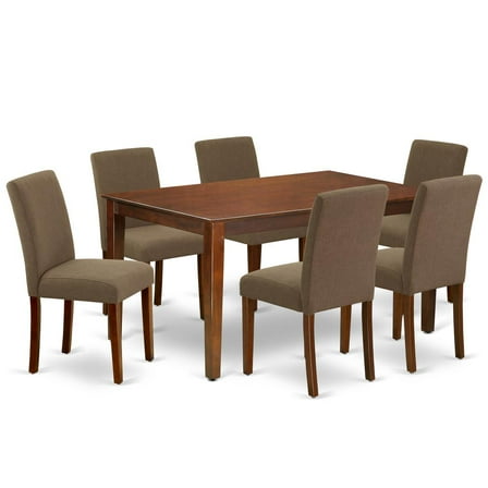 East West Furniture Dining Room Set Mahogany, CAAB7-MAH-18