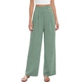 thumbnail image 3 of Tqcoqu Wide Leg Pants for Women Comfy High Waisted Summer Flowy Lounge Pant Trendy Vacation Clothes,Green,Women's S-XXL, 3 of 10
