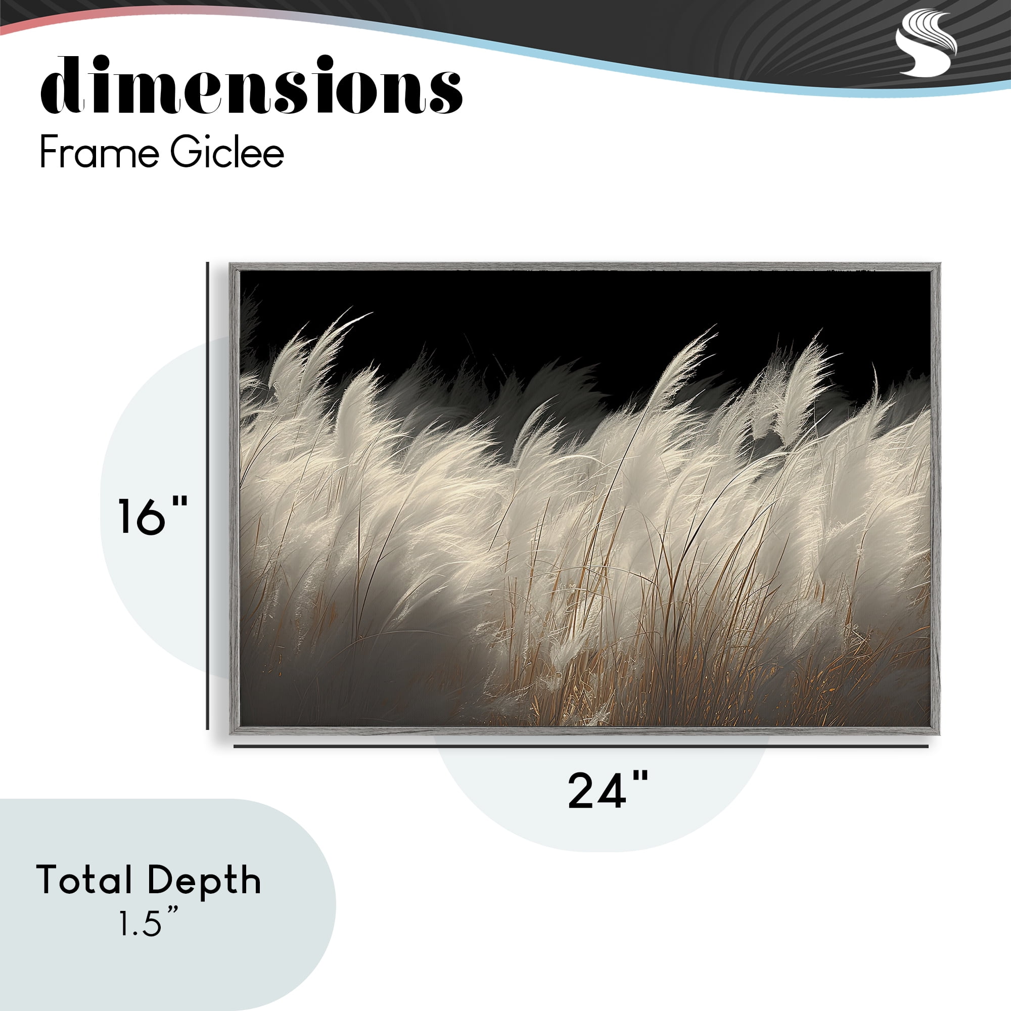 White Feathers Windblown Grasses Gray Framed Giclee Art, design by Decent Exposures