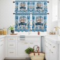 thumbnail image 3 of Ocean Set Sail Kitchen Curtains Valances and Tiers Set of 3 Nautical Blue Sea Sailing Ship Shellfish Coral Striped Tier Curtains and Valance with Rod Pocket for Small Windows, 27.5"x36", 3 of 9