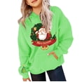 thumbnail image 4 of UACY Kids Girls Christmas Hoodie Fleece Lined Long Sleeve Hooded Cute Funny Santa Claus Graphic Sweatshirt Fall Winter Pullover Tops (Green, 11-12 Years), 4 of 5