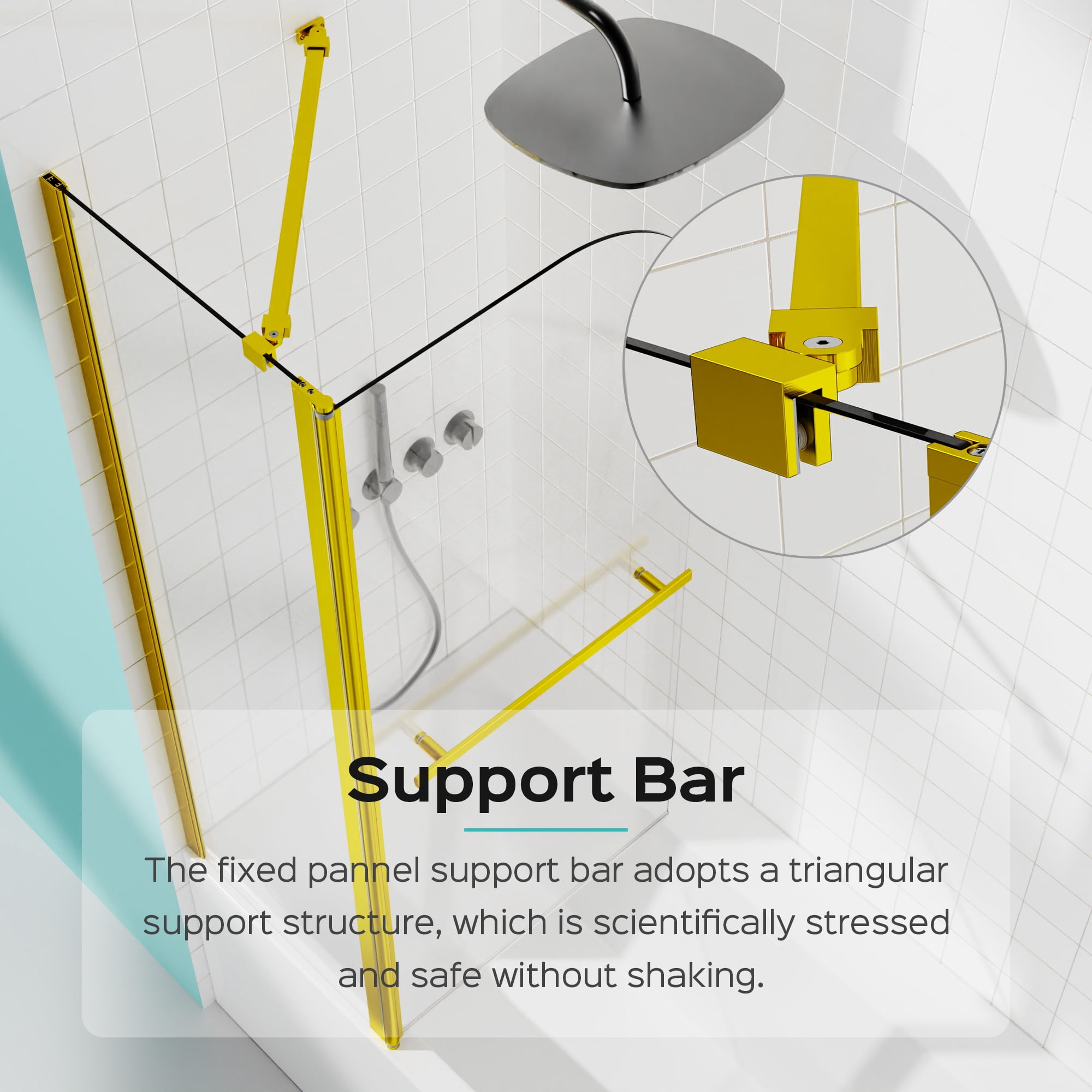 MAYEERTY 43*58" Frameless Folding Shower Door for Bathtub, Tempered Glass, Brushed Gold, Space-Saving, Easy Instal