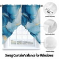 thumbnail image 3 of Blue Marble Swag Curtain Valance for Windows, Gold Cracks Texture Rock Modern Abstract Art Window Treatments Short Swag Topper for Kitchen Windows Bathroom Bedroom, 36"x63", 3 of 8