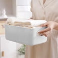 thumbnail image 4 of 4 Pack Small Plastic Portable Storage Container Bin with Handles  Utility Organizer Basket Box for Bathroom  Closet  Cabinet  Office  Home  Gray, 4 of 7