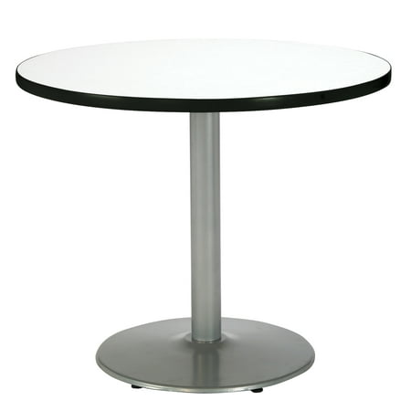 KFI Seating Crisp Linen 36im Round Table with Round Silver Base, Commercial Grade