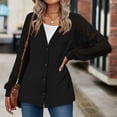 thumbnail image 4 of Womens Cardigan Eyelet See Through Long Sleeve Button down V Neck Cardigans for Women Loose Fitting Solid Outwear (X-Large, Black), 4 of 7