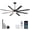 Black + Aluminium + Metal + Aluminium+6, variant on KAIFENG Coffee Tone Industrial Overhead Cooling Fan Combined Lighting Adjustable Mount Rod Timing Reversible Airflow Remote