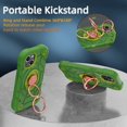 thumbnail image 4 of Rugged Case for iPhone 15 Ring Holder Kickstand Cover with Screen Protective Film, Heavy Duty Triple-Layers Military Grade Hybrid Shockproof Drop Resistant Case, Green+Gold, 4 of 6