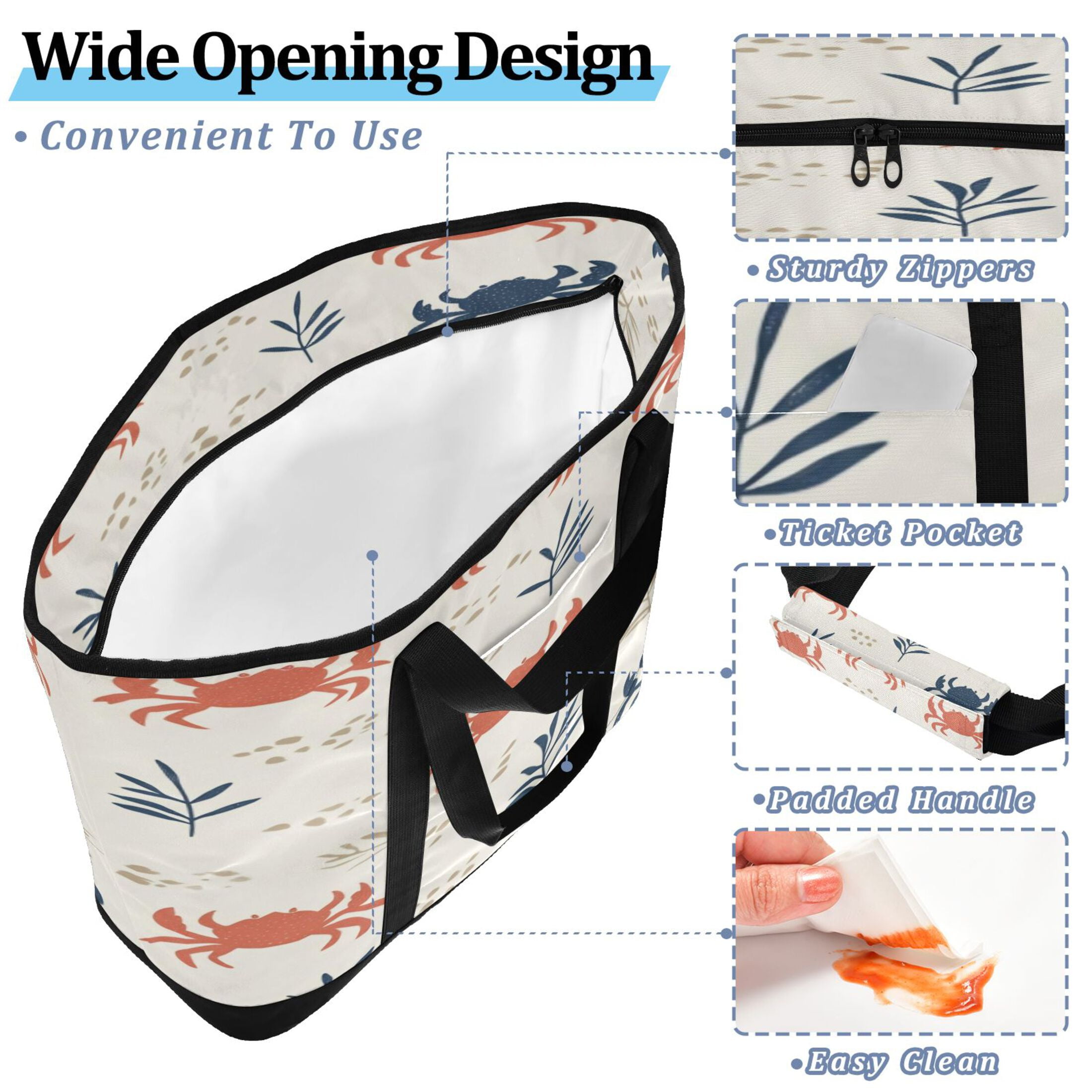 Large Hand-held Ice Pack Picnic Bag Insulation and Refrigeration Suitable for Shopping Picnics and Camping Yellow Crab