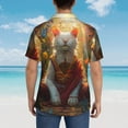 thumbnail image 4 of Susaid Sunshine Flower Meditating Cat Print Short Sleeve Shirts Button Down Casual Shirts Summer Beach Aloha Button Down Short Sleeve for Men ,Large, 4 of 7