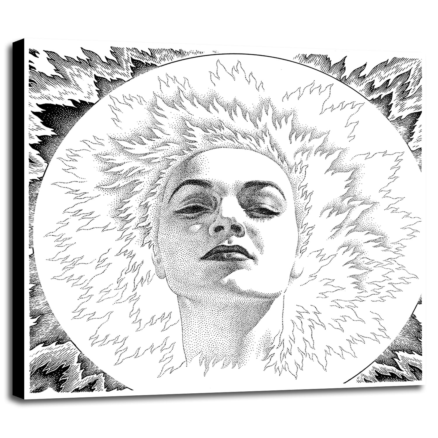 34.5x36 Frame USA Sunburst Girl Print 34.5x36 by Virgil Finlay in a Canvas Stretched on 1.5 Bars-VIRFIN272207 Bars Canvas Stretched on
