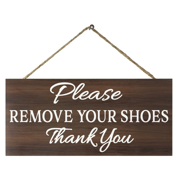 Please Remove Your Shoes Wood Sign, Front Door Sign or Mudroom Sign, No Shoes Sign, 6x12 Inches, Made in USA