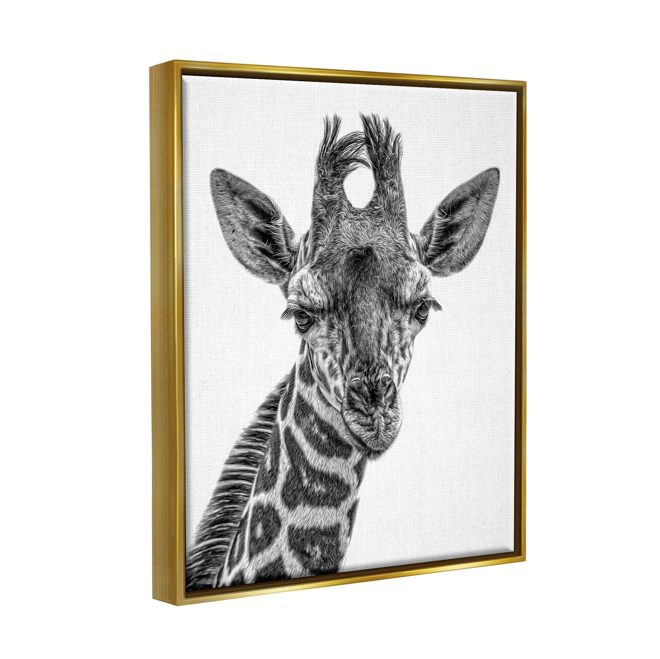 Stupell Industries Giraffe Gazing Wildlife Portrait Photograph Metallic Gold Floating Framed Canvas Print Wall Art, Design by Kelley Parker