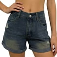 thumbnail image 3 of Wutalume Jeans for Women Denim Shorts Classic Blue, Slim Fit Stretch Jean Shorts for Comfortable Summer Everyday Style,Navy 2XL, 3 of 6