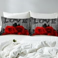 thumbnail image 4 of YST Red Rose Bedding Set King Red Black Valentine'S Day Comforter Cover For Girls Women Men Couple,Romantic Floral Duvet Cover Rustic Farmhouse Bed Set With Zipper 2 Pillow Cases Grey, 4 of 5