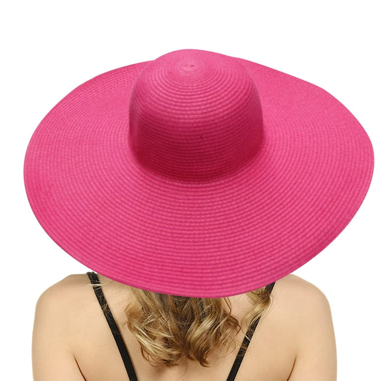 Rinsvye Summer Hats for Women Wide Bongrace Women Straw Beach Hat Little Girl Sun Cap Foldable Ladies Hats Walking Hats for Men Womens Outdoor Hat
