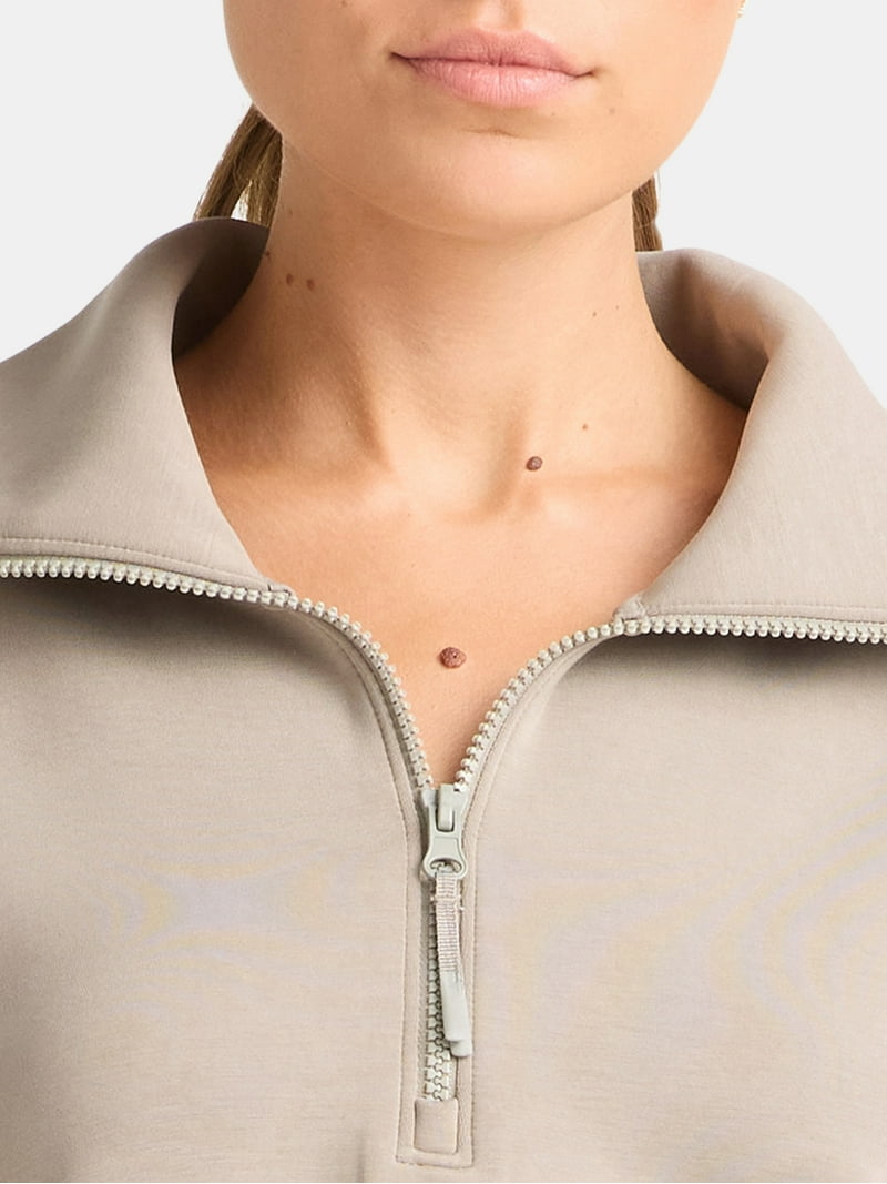 Avia Women's and Women's Plus ScubaKnit Quarter Zip Pullover