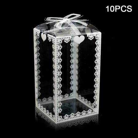 

Ekeka Clearance ! 10pcs Pre Folded Baby Shower With Bowknot Party Favor Cake Packaging PVC Box