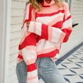 thumbnail image 2 of Women‘s Color Block Striped Knit Long-Sleeve Mock Neck Sweater, 2 of 9