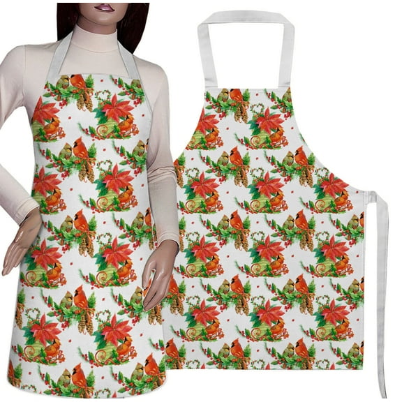 STP GOODS Cardinal Apron for Kitchen 23.62x29.5" (60x75 cm) Kitchen Apron for Women Cooking Apron, Christmas Gift, 1 Count, Red and Green