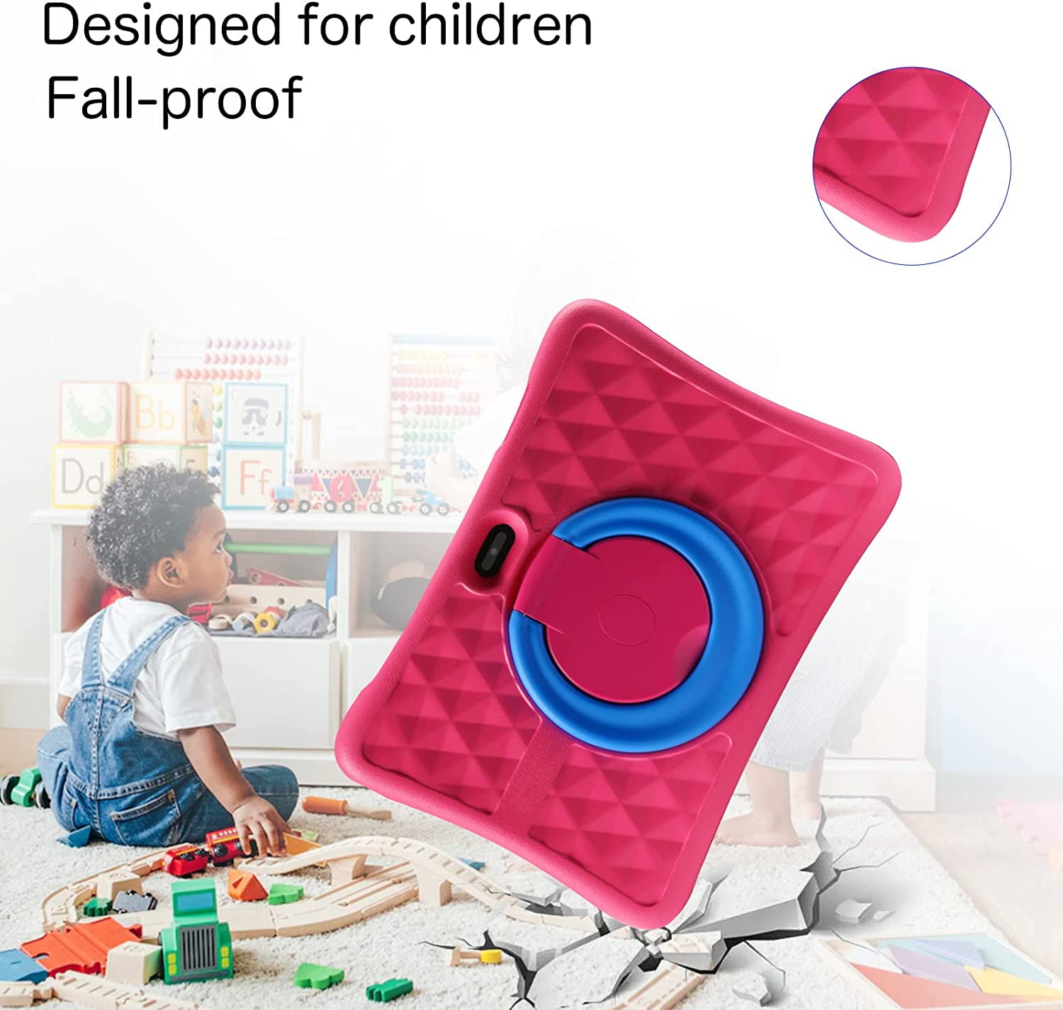 Kids Tablet 10 inch, Android Tablet for kids, IPS HD Display 1280 X 800, 2GB+32GB ROM, Games, Wi-Fi, Parental Control, Dual Cameras, Tablet Silicone Case, Gift for girls（Pink)