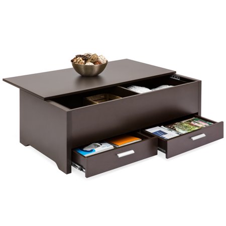 Storage Coffee Tables Best Choice Products Modern Multifunctional Coffee Table Furniture for Living Room, w/ 3 Storage Compartment Shelves - Espresso ()